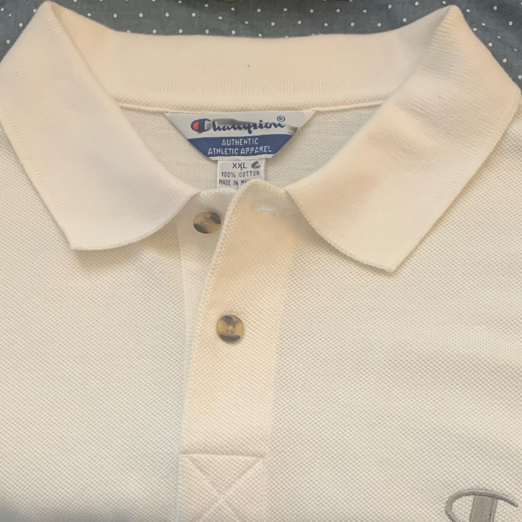Champion Ss All Cotton 2 Button Cream Colored Polo